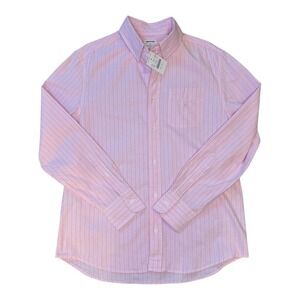 NEW Crewcuts Striped Oxford Shirt Button Up Long Sleeve Pink White Size‎ 14